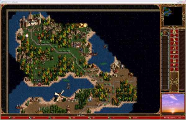 Mapa generado aleatoriamente por el algoritmo del juego Heroes of Might and Magic III